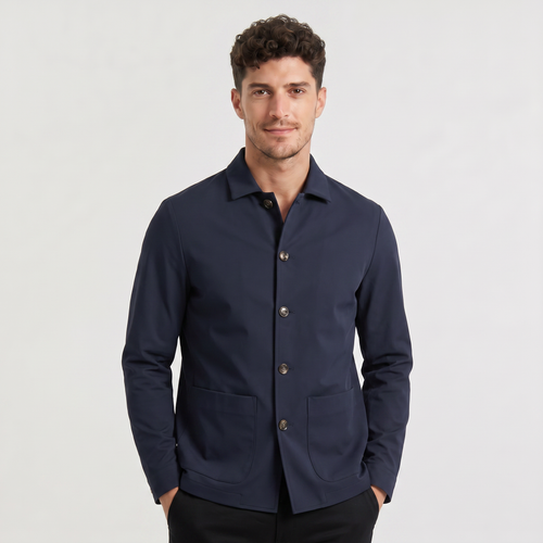 Men's Casual Button-Up Cotton Blazer Jacket Navy