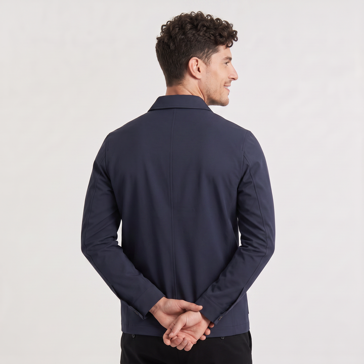 Men's Casual Button-Up Cotton Blazer Jacket Navy
