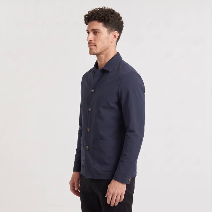 Men's Casual Button-Up Cotton Blazer Jacket Navy