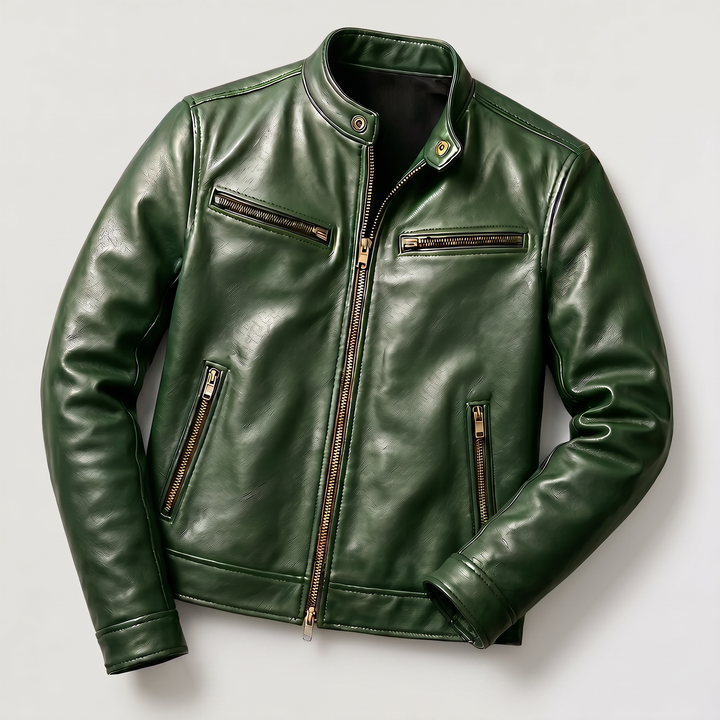 Men's Stylish Faux Leather Slim-Fit Biker Jacket