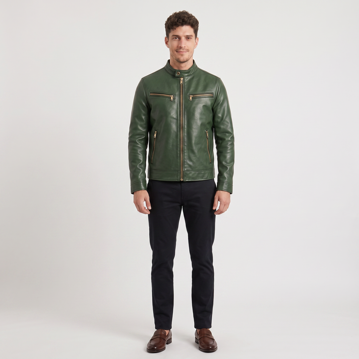 Men's Stylish Faux Leather Slim-Fit Biker Jacket
