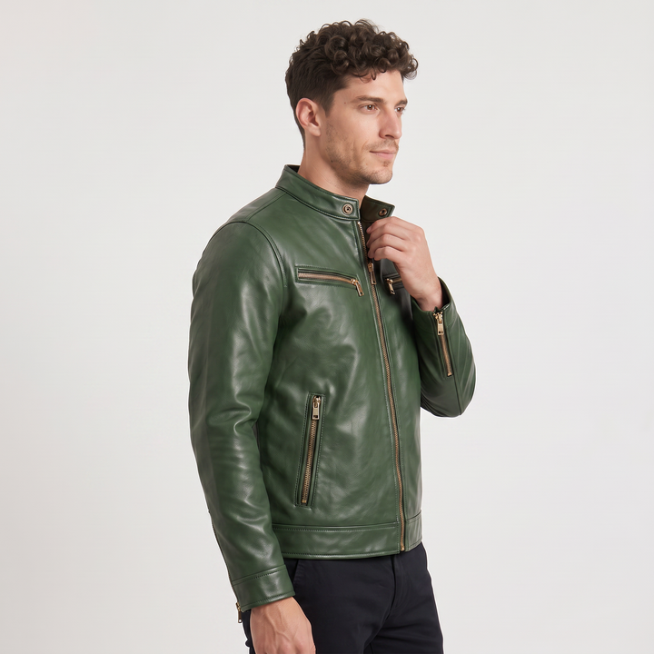 Men's Stylish Faux Leather Slim-Fit Biker Jacket