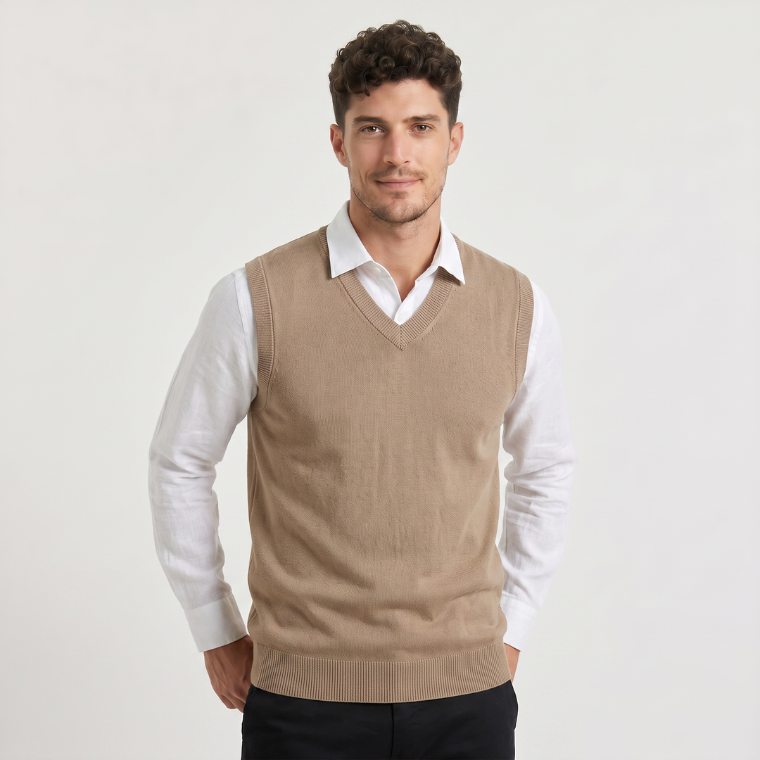 Men's Classic Knitted V-Neck Sleeveless Jumper Vest