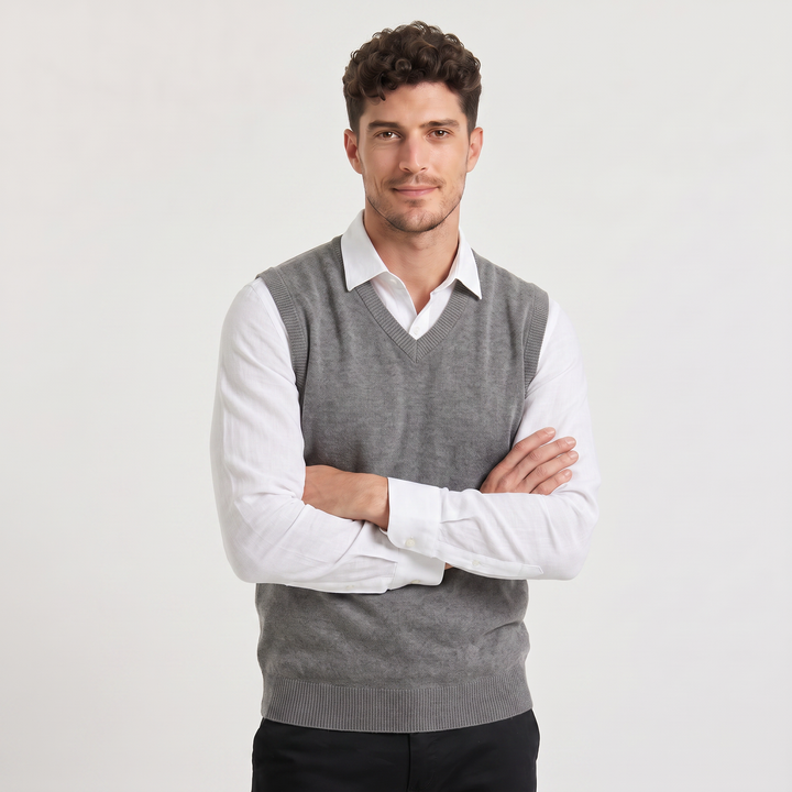 Men's Classic Knitted V-Neck Sleeveless Jumper Vest