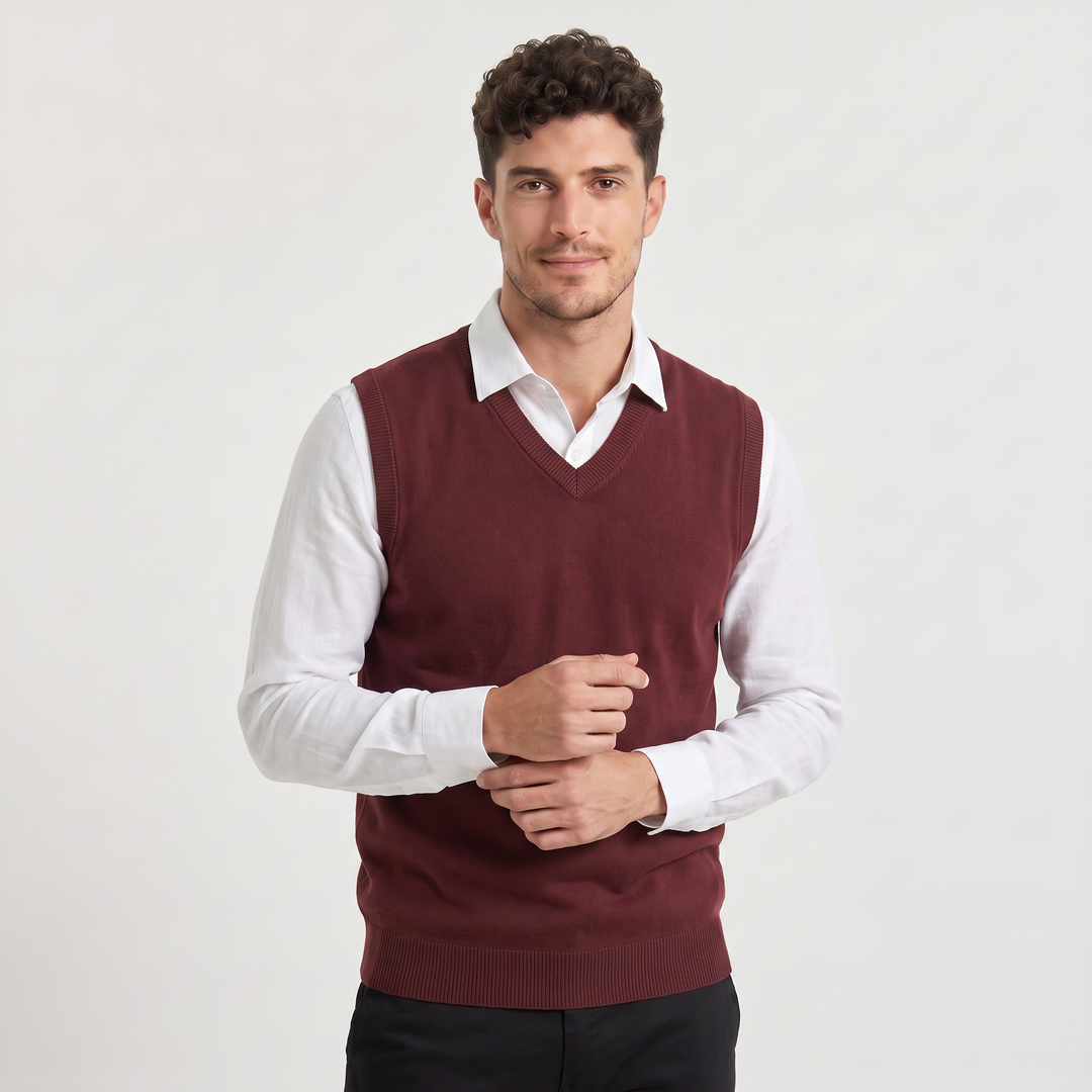 Men's Classic Knitted V-Neck Sleeveless Jumper Vest