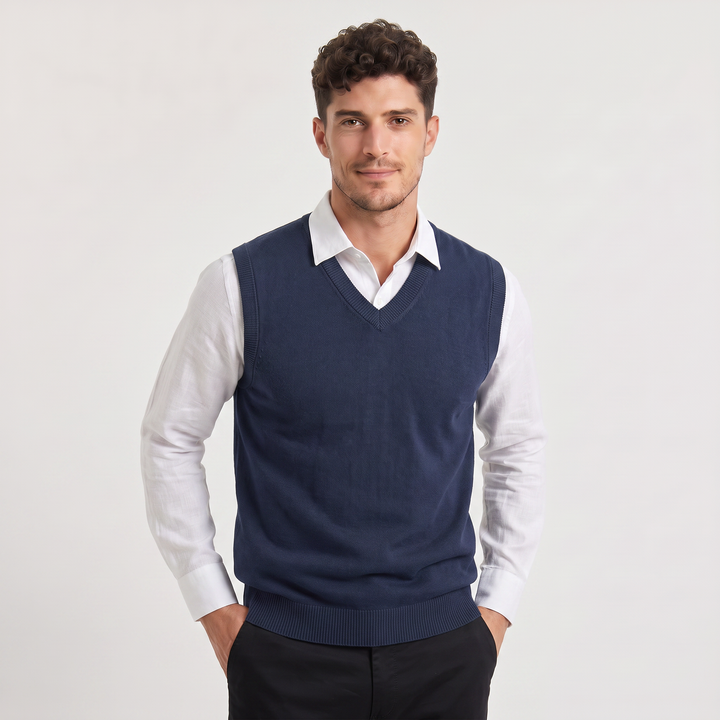 Men's Classic Knitted V-Neck Sleeveless Jumper Vest