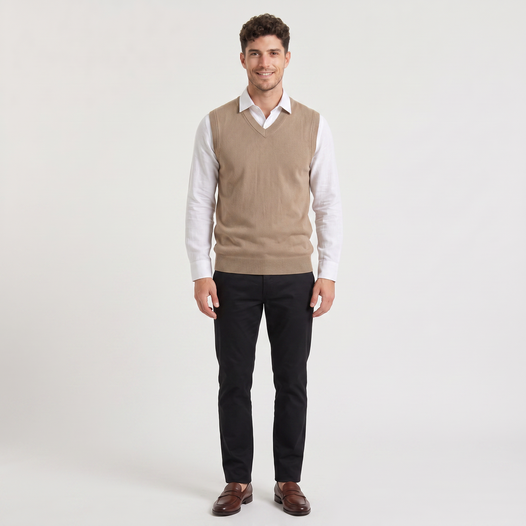 Men's Classic Knitted V-Neck Sleeveless Jumper Vest