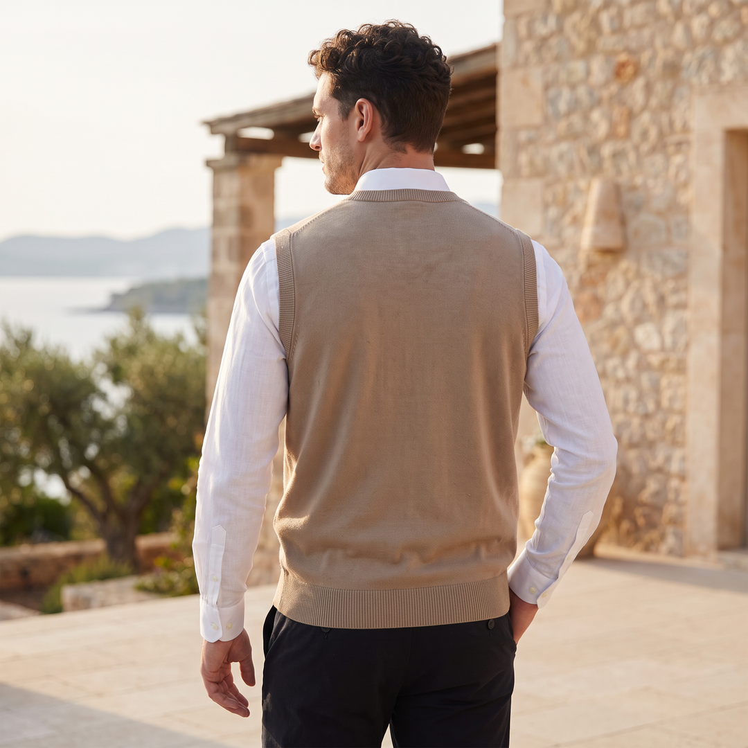 Men's Classic Knitted V-Neck Sleeveless Jumper Vest