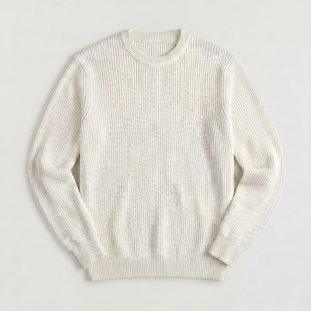 Men's Casual Ribbed Knit Crew Neck Jumper