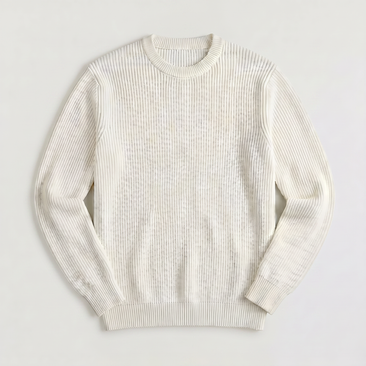 Men's Casual Ribbed Knit Crew Neck Jumper