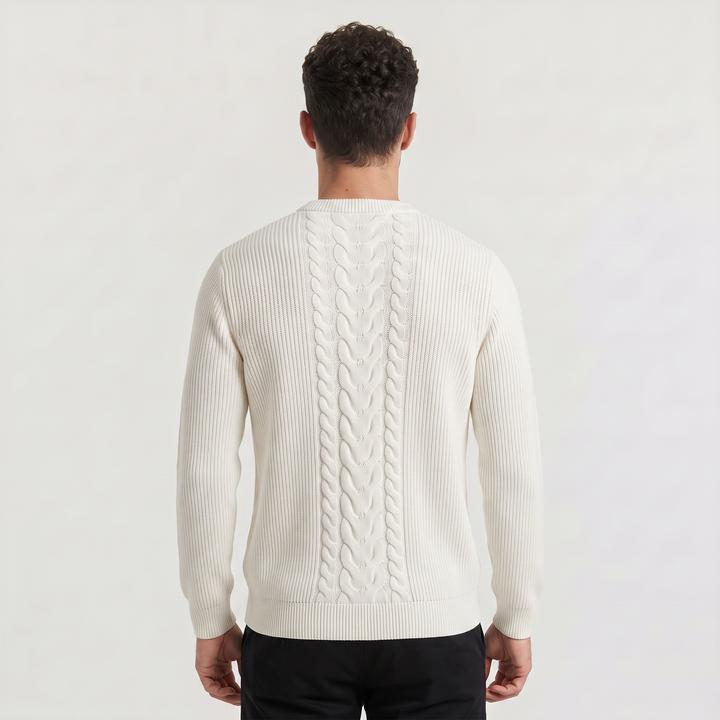 Men's Casual Ribbed Knit Crew Neck Jumper