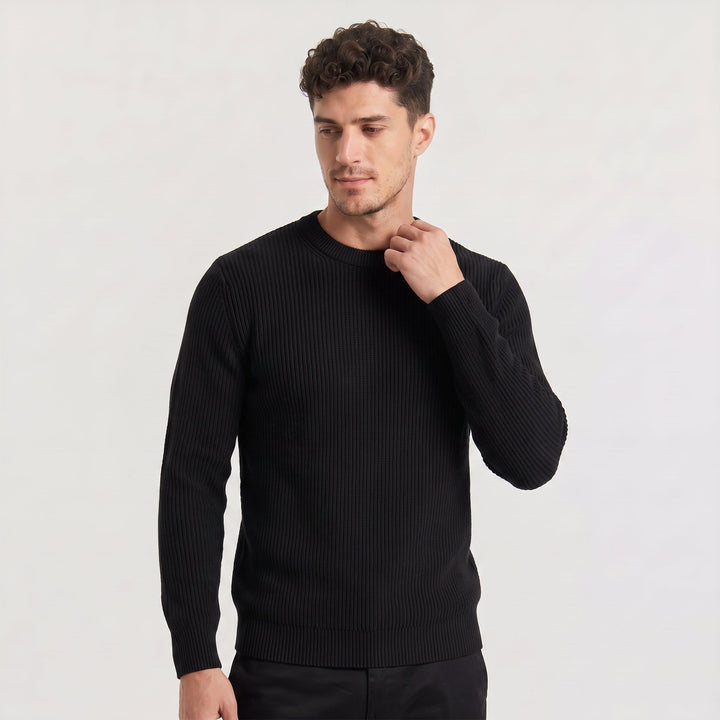 Men's Casual Ribbed Knit Crew Neck Jumper