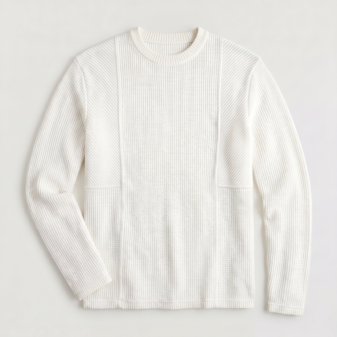 Men's Casual Textured Knit Crewneck Sweater