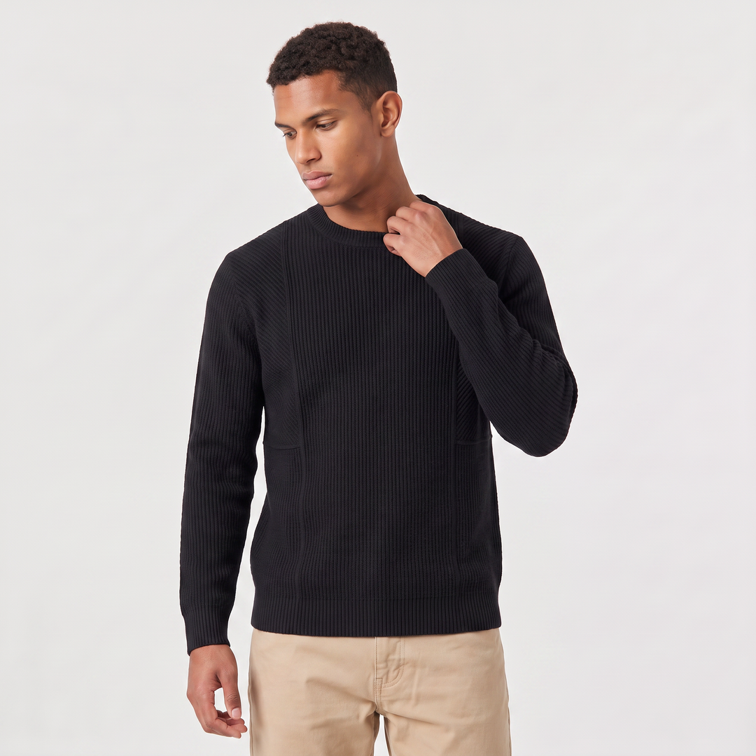 Men's Casual Textured Knit Crewneck Sweater