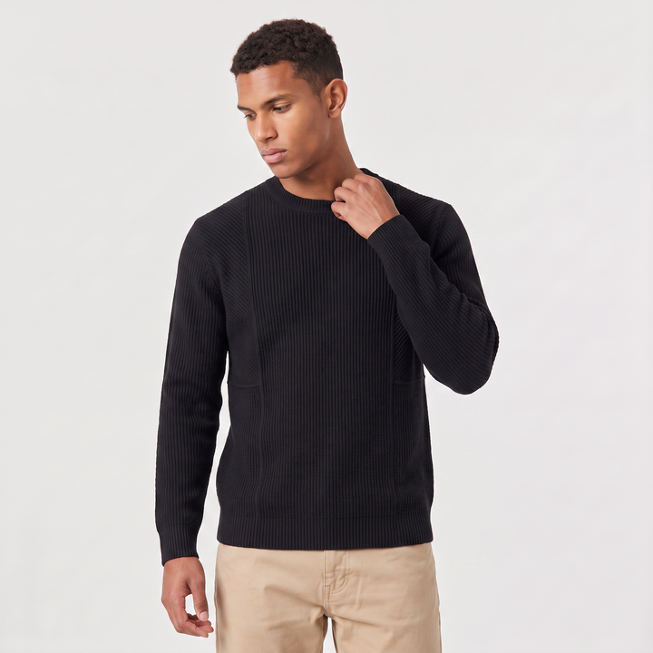 Men's Casual Textured Knit Crewneck Sweater