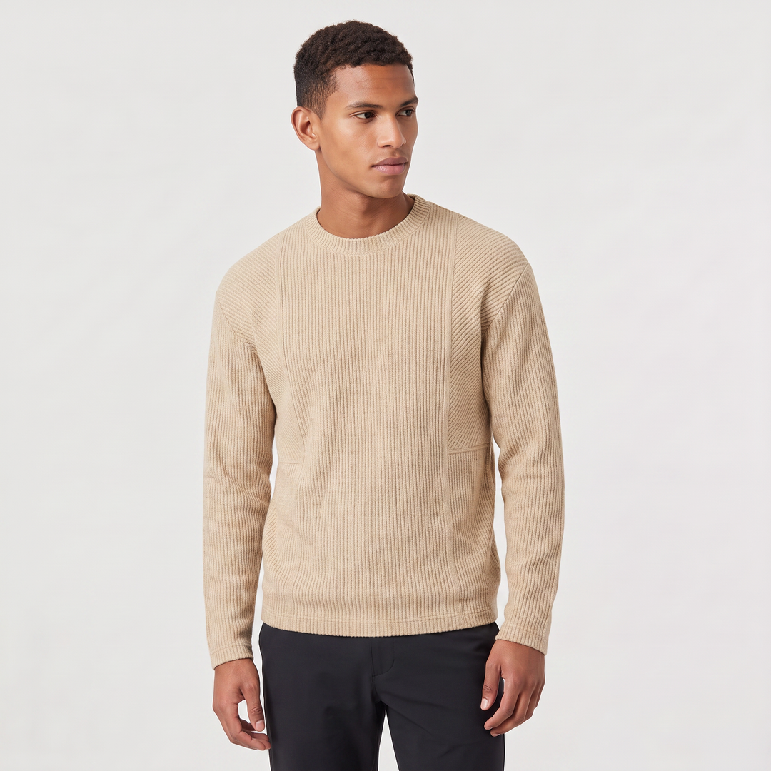 Men's Casual Textured Knit Crewneck Sweater