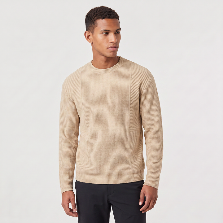Men's Casual Textured Knit Crewneck Sweater