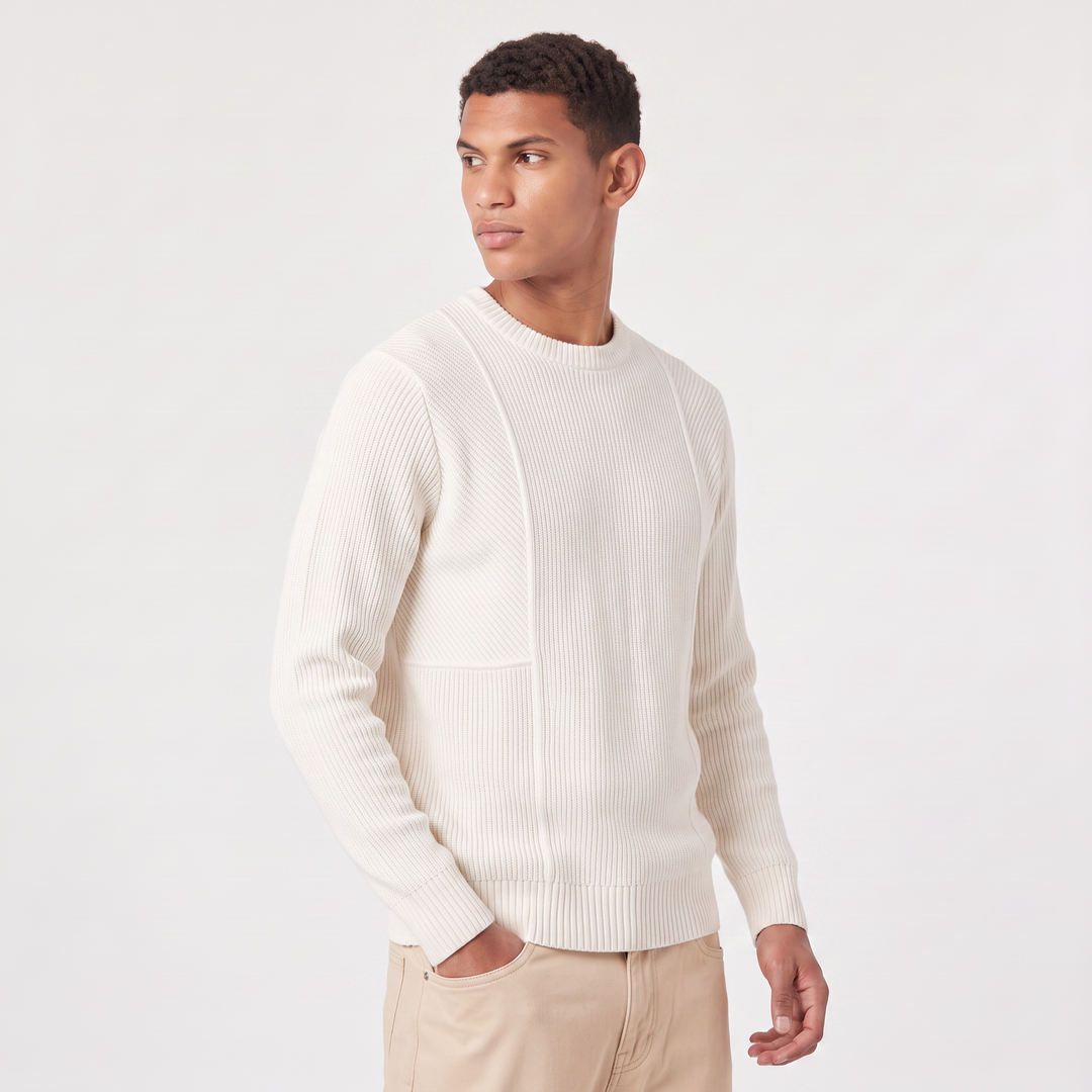 Men's Casual Textured Knit Crewneck Sweater