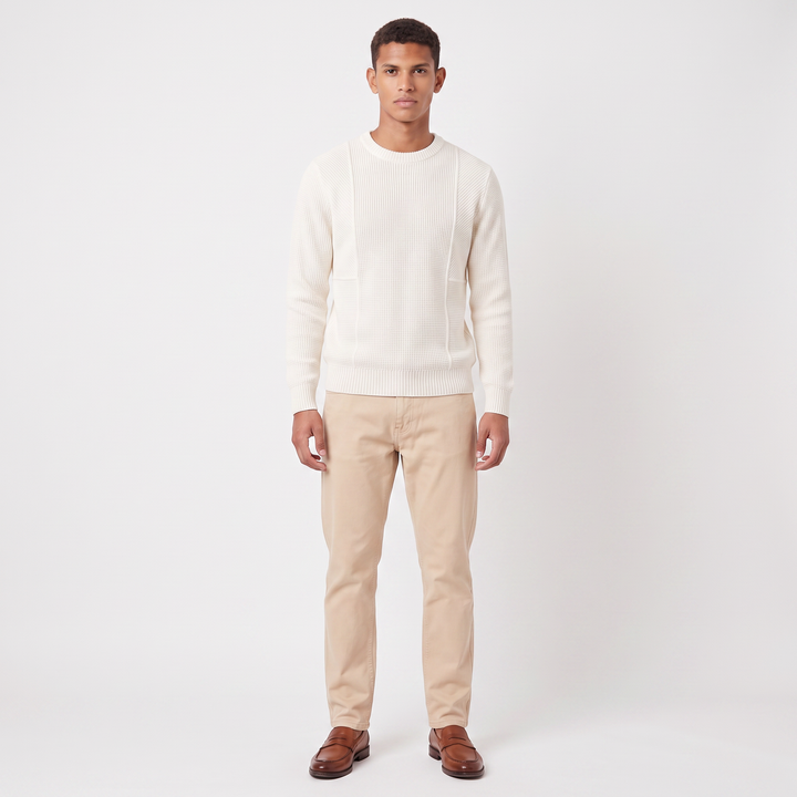 Men's Casual Textured Knit Crewneck Sweater