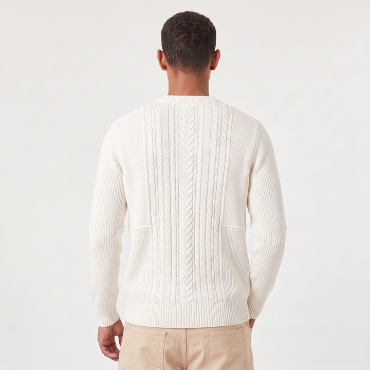 Men's Casual Textured Knit Crewneck Sweater