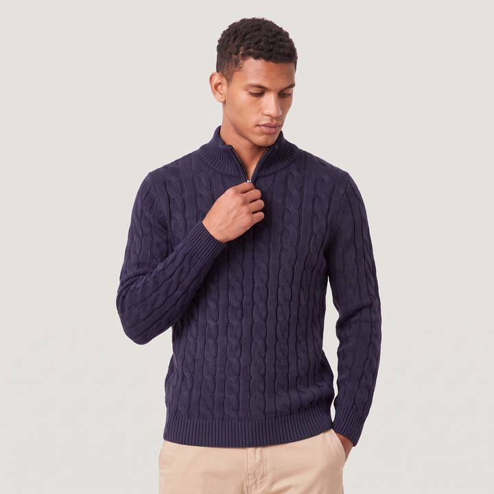Men's Casual Knitted Half Zip Jumper
