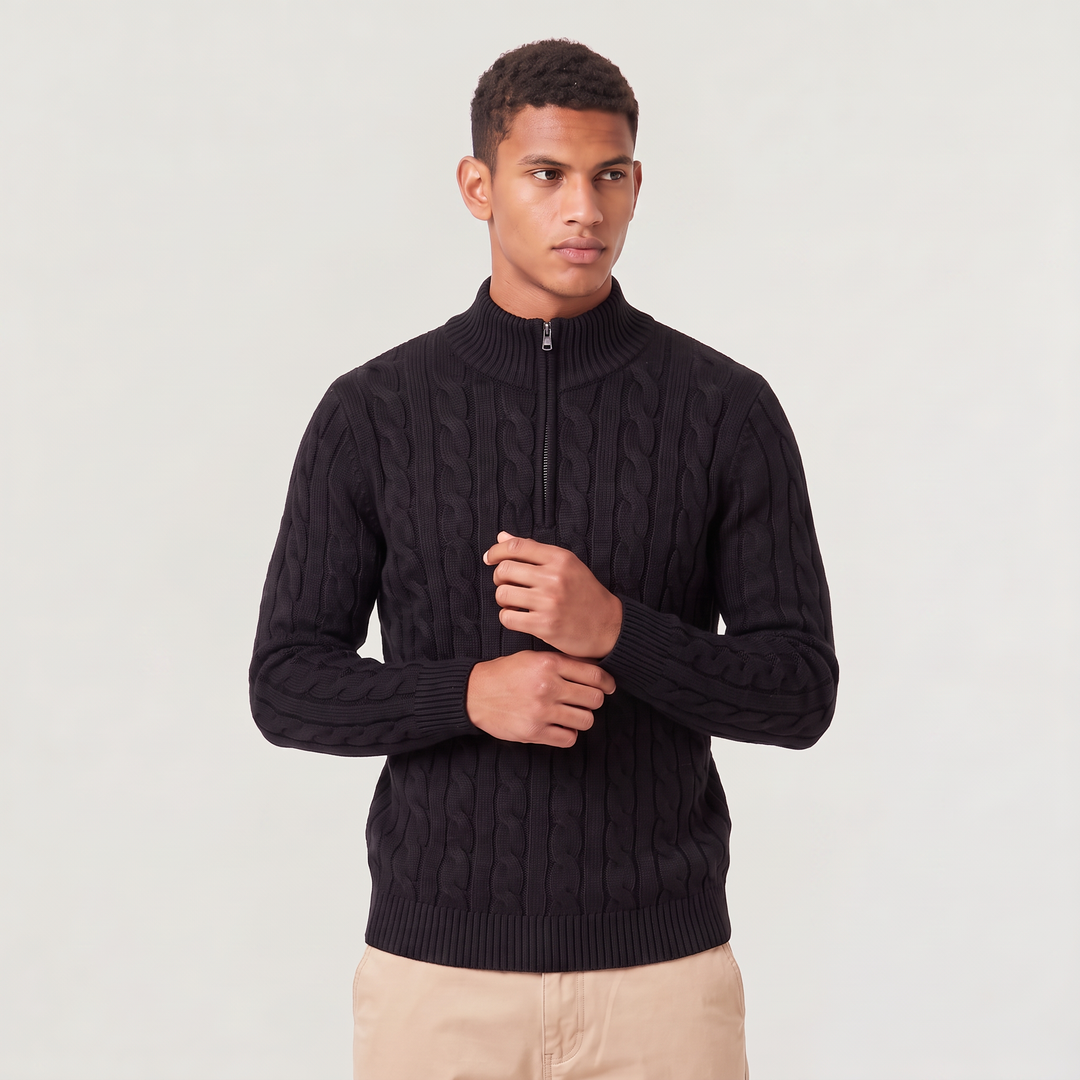 Men's Casual Knitted Half Zip Jumper