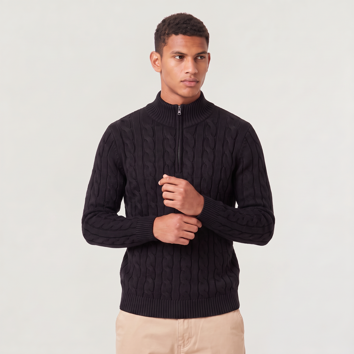 Men's Casual Knitted Half Zip Jumper