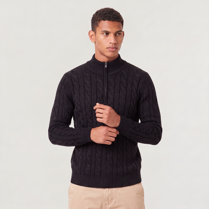 Men's Casual Knitted Half Zip Jumper