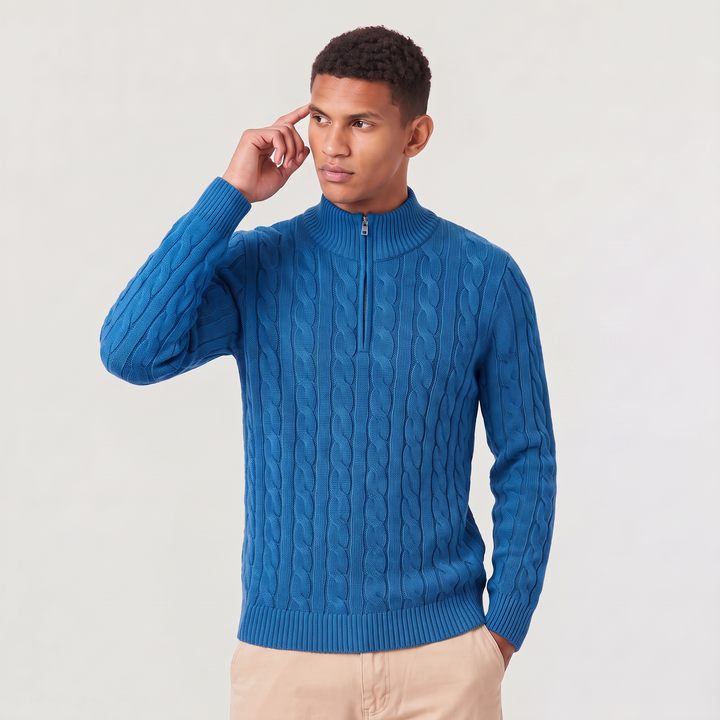 Men's Casual Knitted Half Zip Jumper