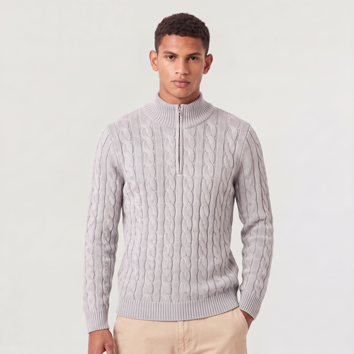 Men's Casual Knitted Half Zip Jumper
