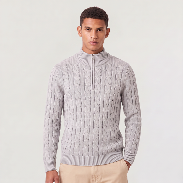 Men's Casual Knitted Half Zip Jumper