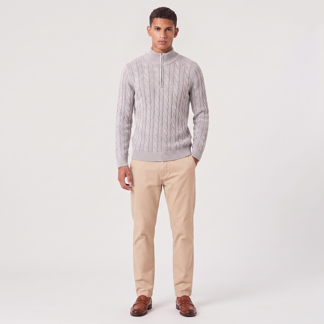 Men's Casual Knitted Half Zip Jumper