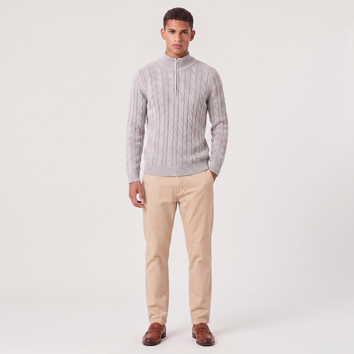 Men's Casual Knitted Half Zip Jumper