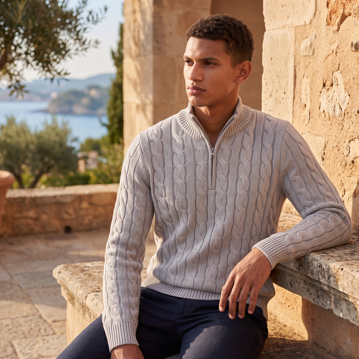 Men's Casual Knitted Half Zip Jumper