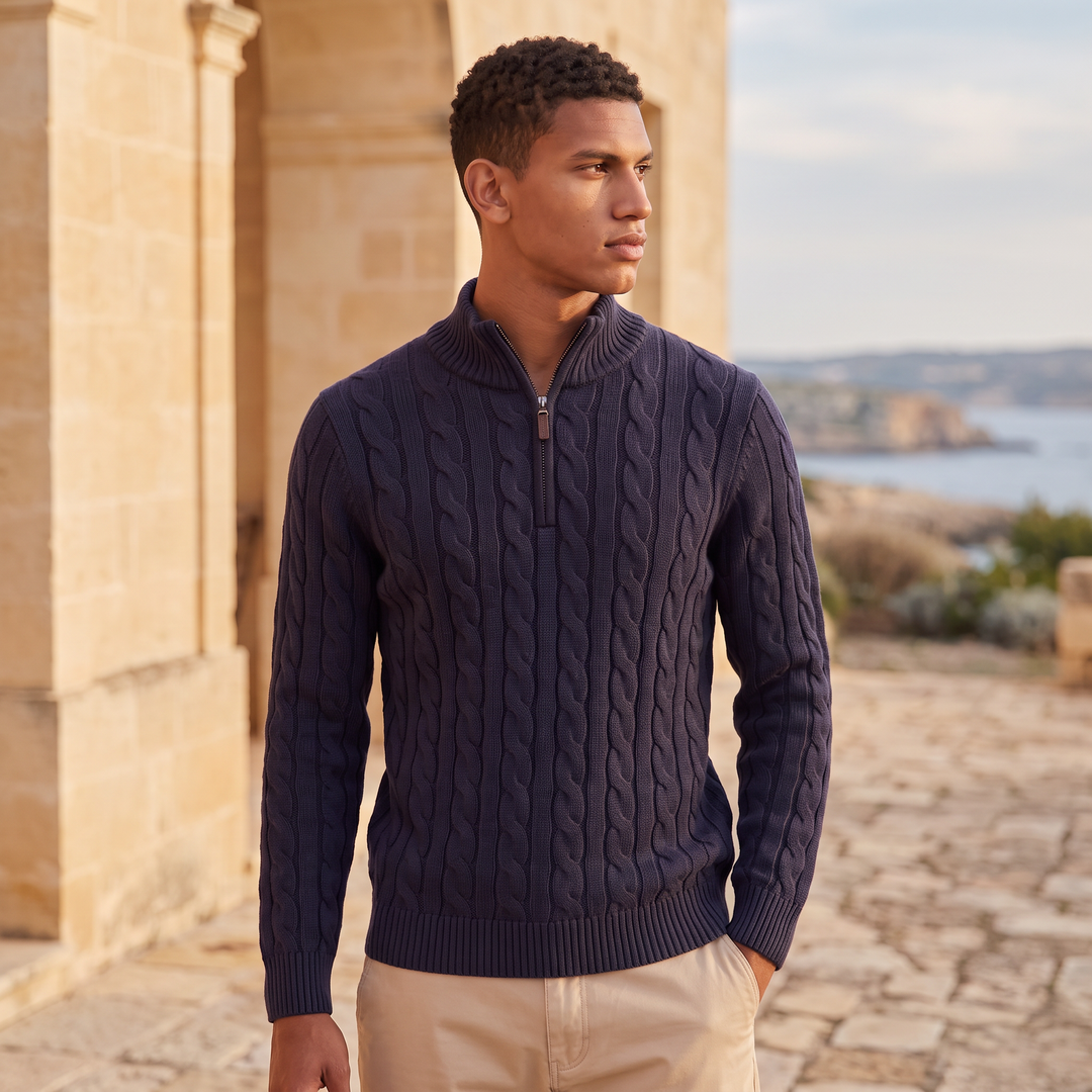 Men's Casual Knitted Half Zip Jumper
