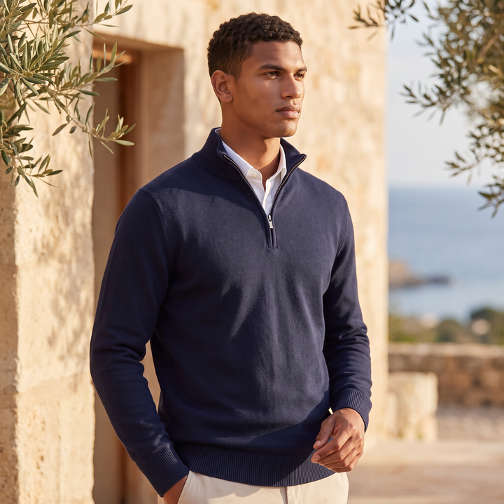 Men's Classic Cotton Blend Quarter-Zip Jumper