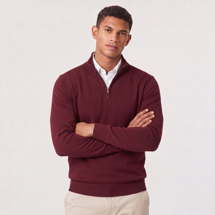 Men's Classic Cotton Blend Quarter-Zip Jumper