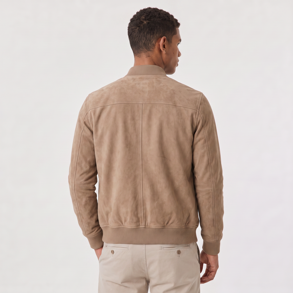 Men's Casual Suede-Look Zip-Up Bomber Jacket