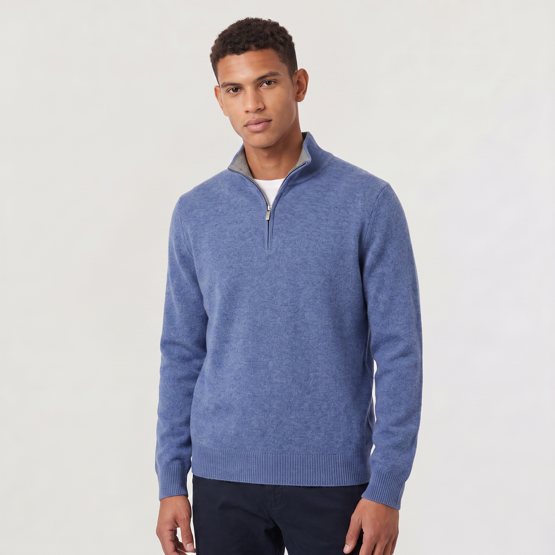 Men's Classic Wool Blend Half-Zip Jumper
