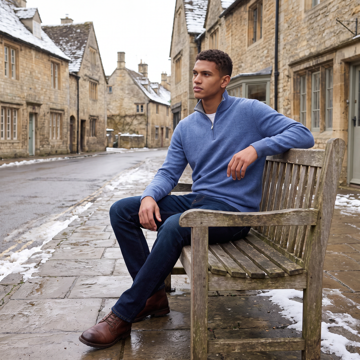 Men's Classic Wool Blend Half-Zip Jumper