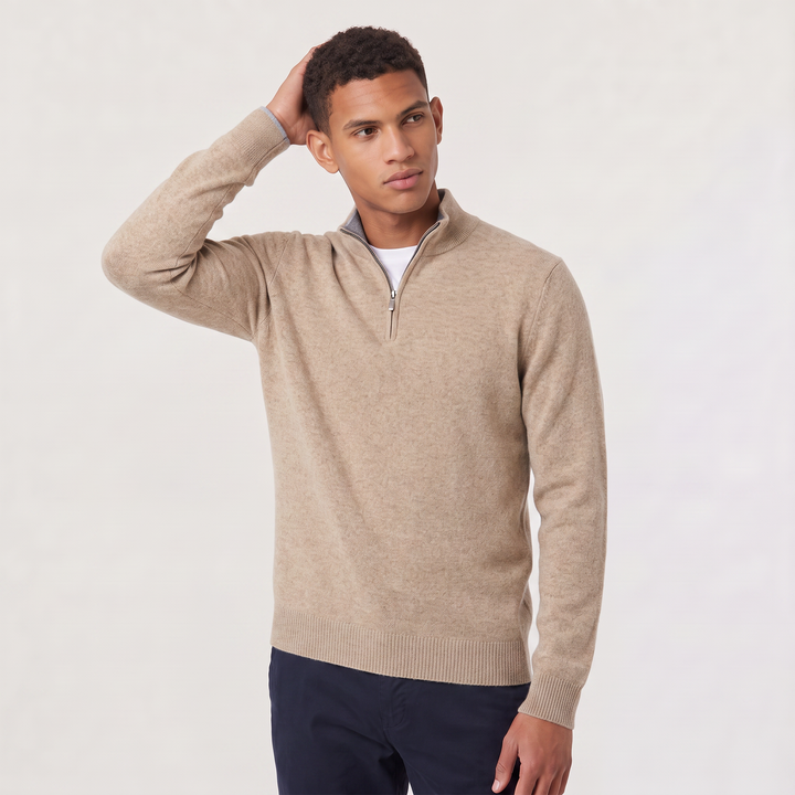 Men's Classic Wool Blend Half-Zip Jumper