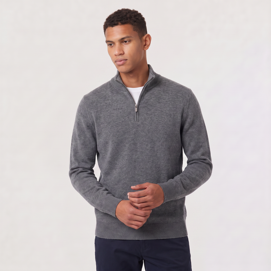 Men's Classic Wool Blend Half-Zip Jumper