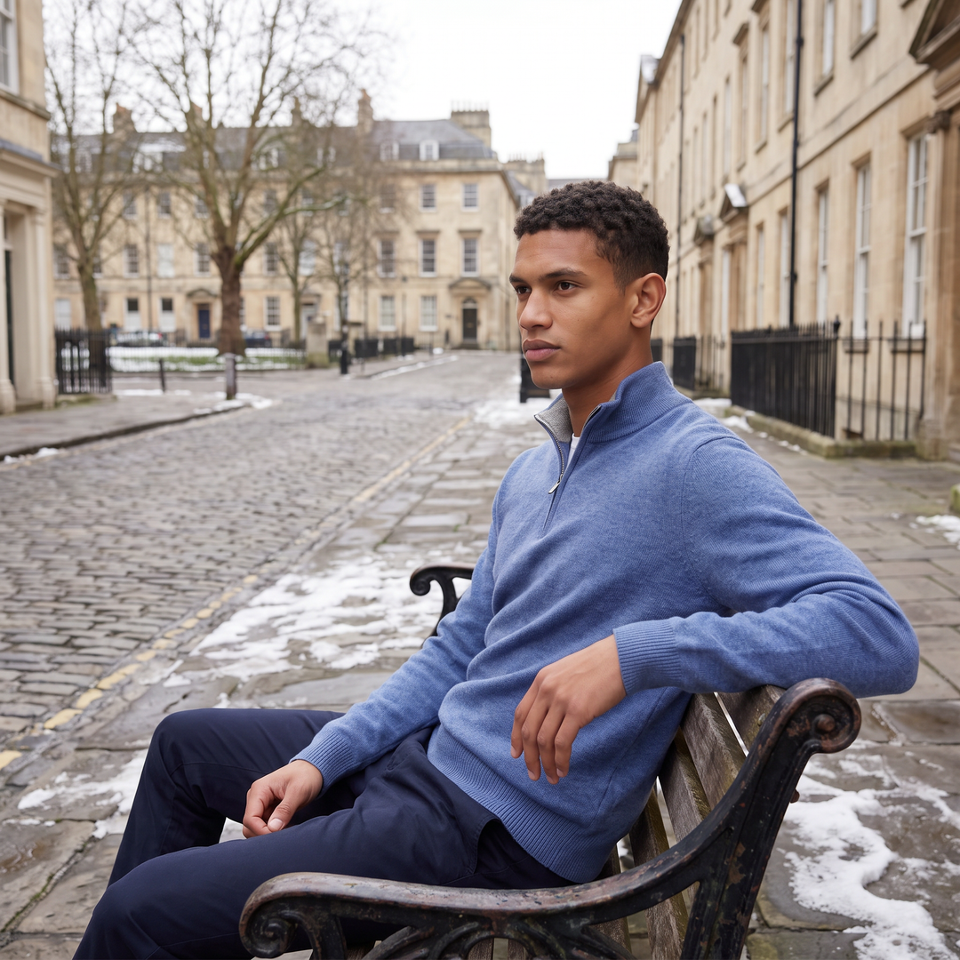 Men's Classic Wool Blend Half-Zip Jumper